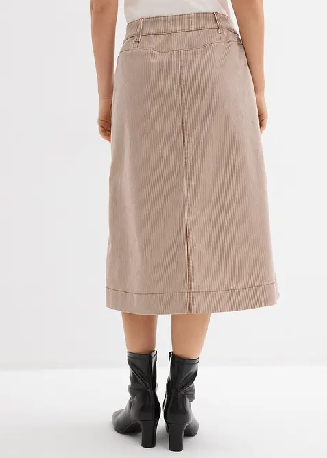 Jupe midi ray&eacute;e &agrave; boutons, bonprix