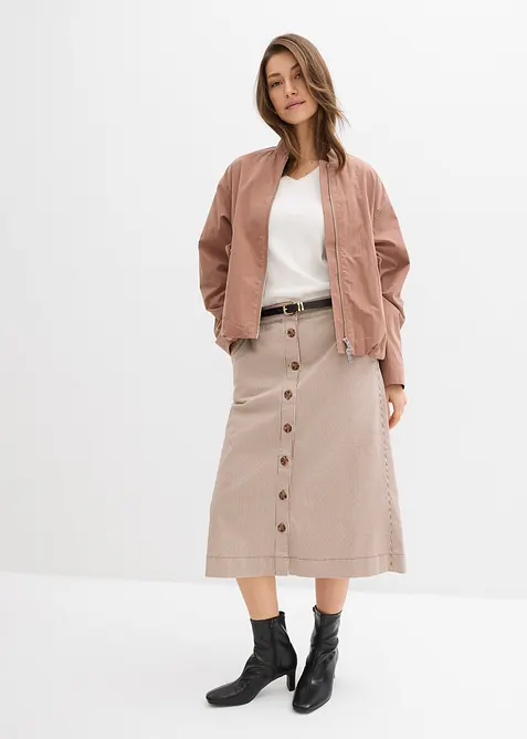 Jupe midi ray&eacute;e &agrave; boutons, bonprix