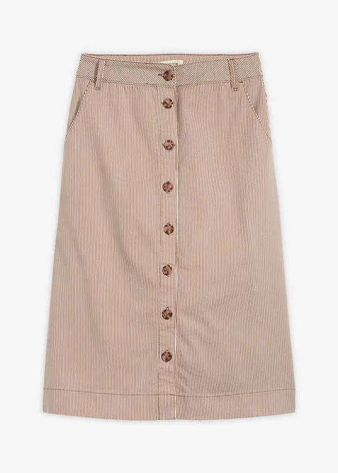 Jupe midi ray&eacute;e &agrave; boutons, bonprix