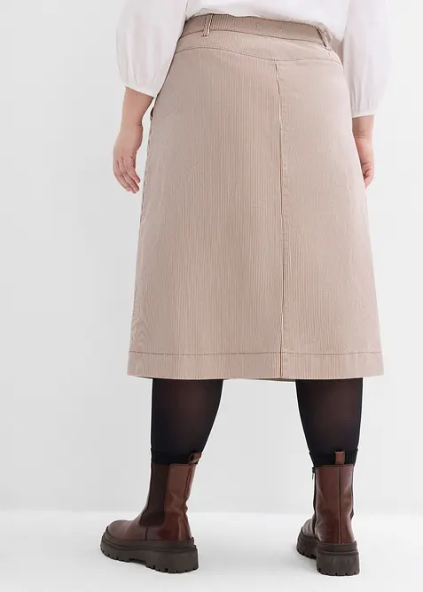 Jupe midi ray&eacute;e &agrave; boutons, bonprix