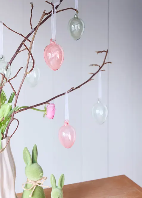 Lot de 6&nbsp;&oelig;ufs &agrave; suspendre en verre, bonprix