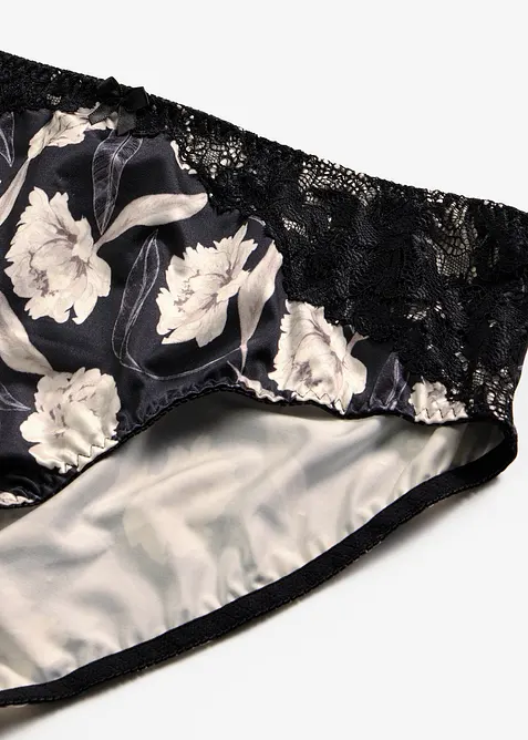 Slip Maxi en mati&egrave;re brillante avec dentelle, bonprix