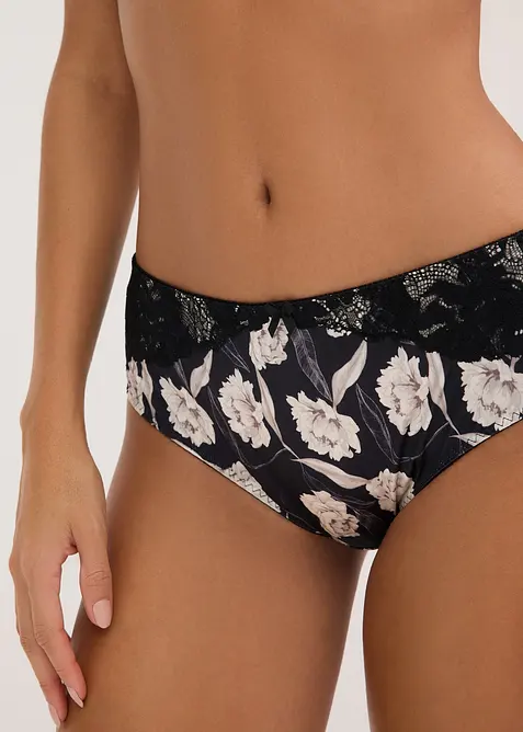 Slip Maxi en mati&egrave;re brillante avec dentelle, bonprix