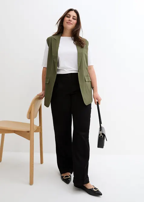 Pantalon large &agrave; pinces, bonprix