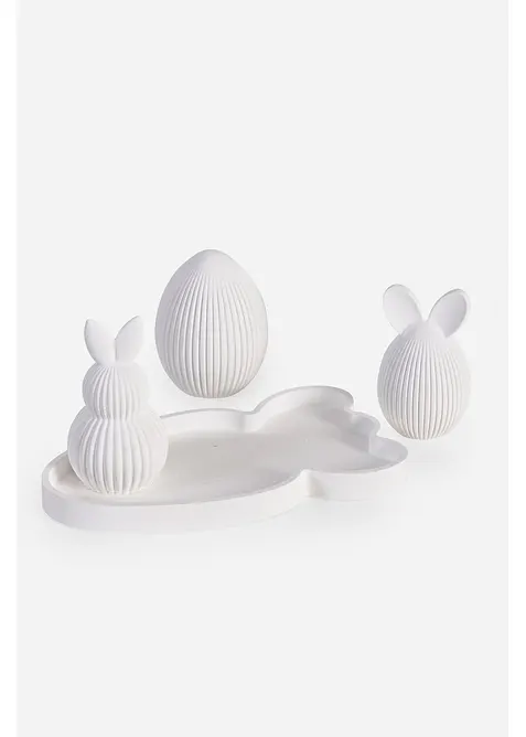 D&eacute;co lapins et &oelig;uf sur un plateau (ens. 4&nbsp;pces), bonprix