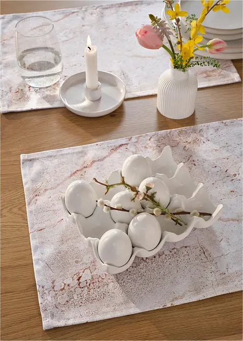 Lot de 2 sets de table motif marbre, bonprix