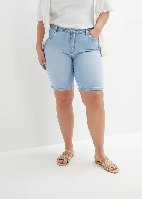 Bermuda en jean, coupe slim, taille mi-haute, bonprix