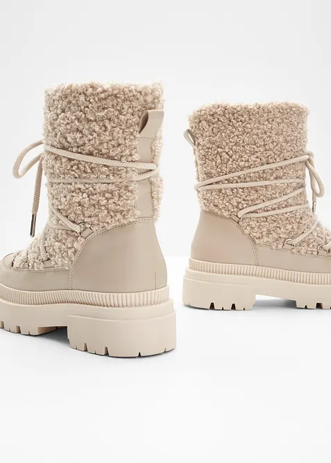 Boots fourr&eacute;es &agrave; lacets, bonprix