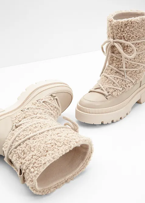 Boots fourr&eacute;es &agrave; lacets, bonprix