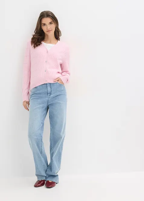 Gilet en fine maille de viscose m&eacute;lang&eacute;e, bonprix