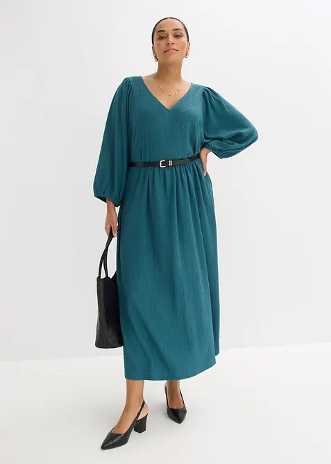 Robe midi en jersey textur&eacute;, bonprix