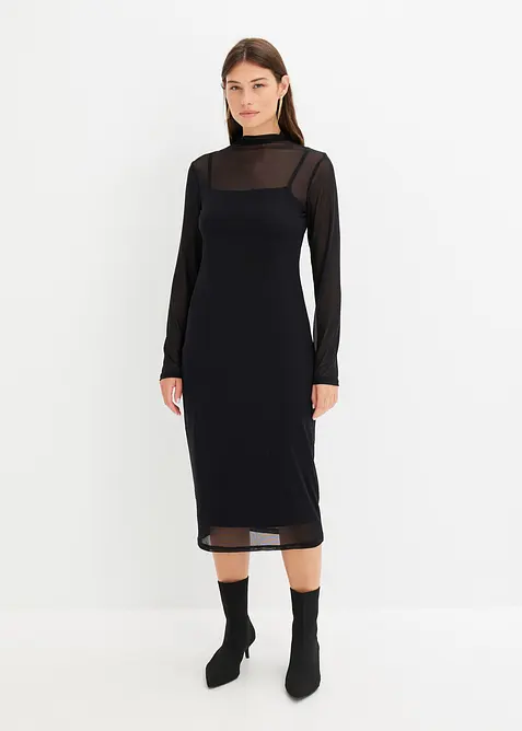 Robe en jersey avec empi&egrave;cement mesh, bonprix