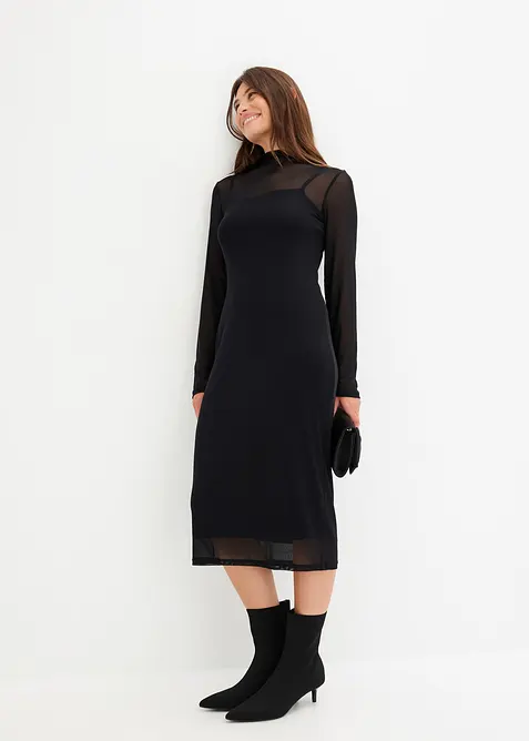 Robe en jersey avec empi&egrave;cement mesh, bonprix