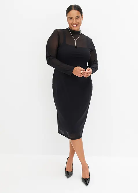 Robe en jersey avec empi&egrave;cement mesh, bonprix