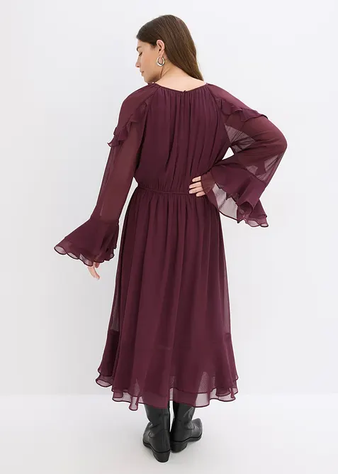 Robe en mousseline &agrave; volants, bonprix