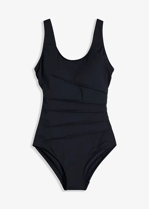 Maillot 1 pi&egrave;ce sculptant, maintien l&eacute;ger, avec plis d&eacute;coratifs, bonprix