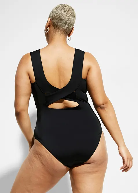 Maillot 1 pi&egrave;ce sculptant &agrave; col en V, maintien mod&eacute;r&eacute;, bonprix