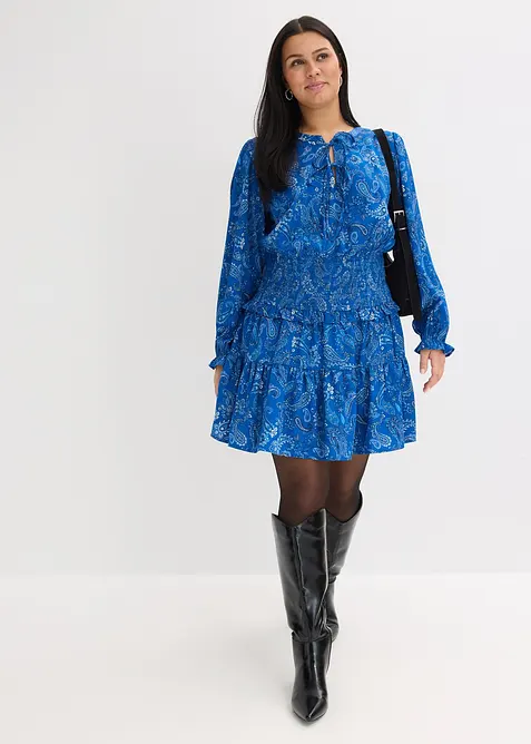 Robe courte en cr&ecirc;pe textur&eacute;, bonprix