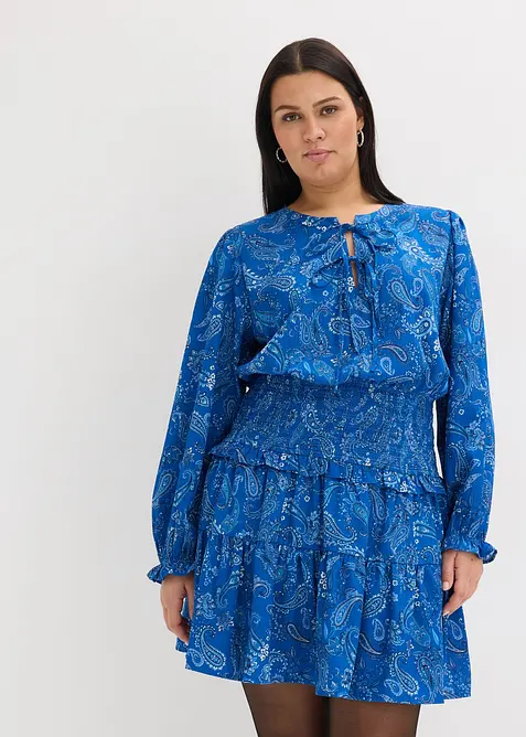 Robe courte en cr&ecirc;pe textur&eacute;, bonprix