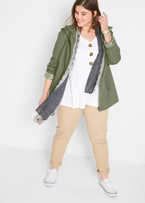 Parka de mi-saison en coton avec capuche imprim&eacute;e, bonprix