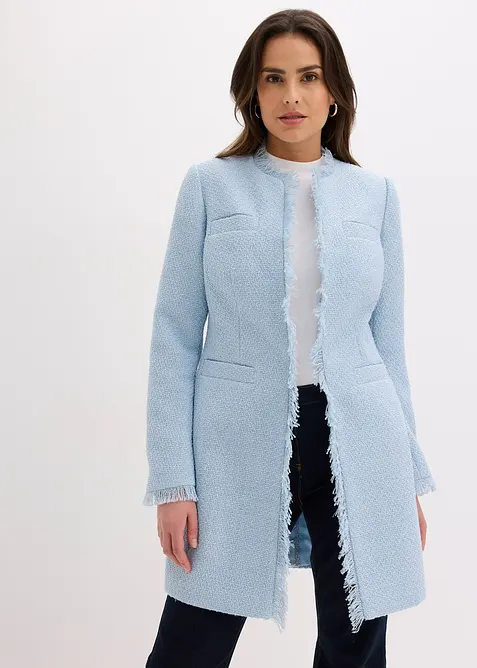 Blazer long en maille boucl&eacute;e, bonprix