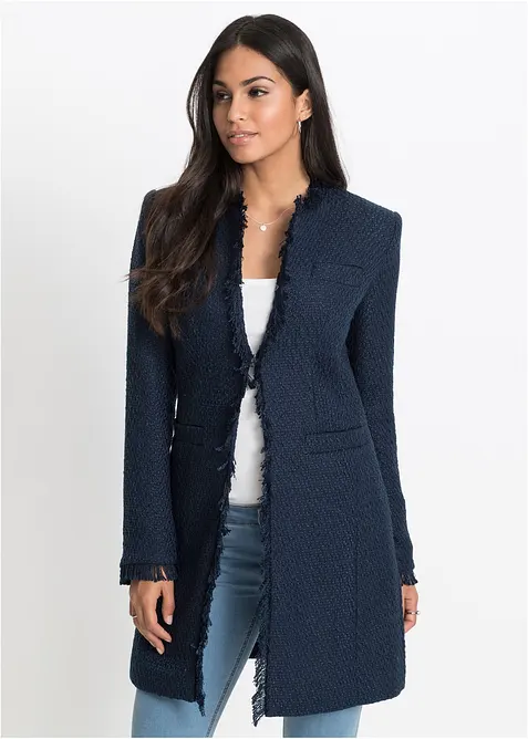 Blazer long en maille boucl&eacute;e, bonprix
