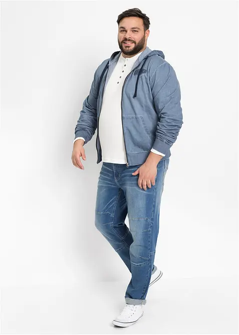 Sweat zipp&eacute; &agrave; capuche, aspect d&eacute;lav&eacute;, bonprix