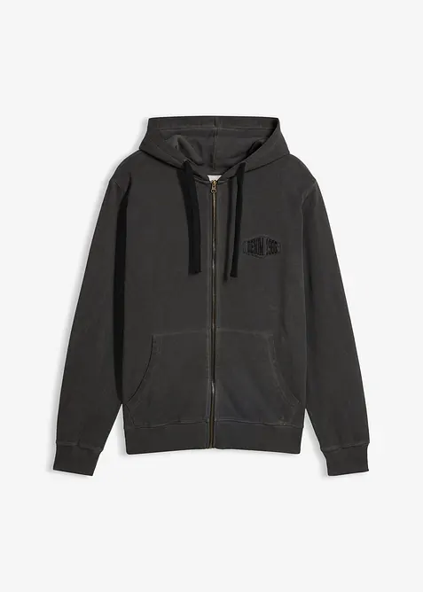 Sweat zipp&eacute; &agrave; capuche, aspect d&eacute;lav&eacute;, bonprix