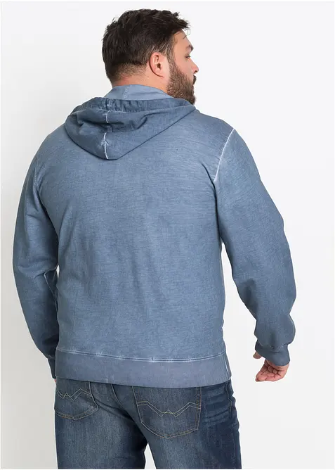 Sweat zipp&eacute; &agrave; capuche, aspect d&eacute;lav&eacute;, bonprix