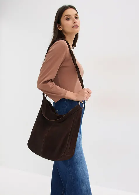Sac en cuir velours avec sangle d&eacute;corative, bonprix