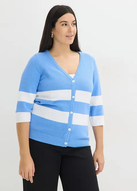 Gilet ray&eacute; en maille de coton, bonprix