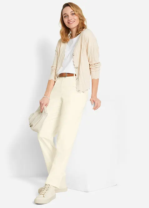 Gilet court en maille ajour&eacute;e, bonprix