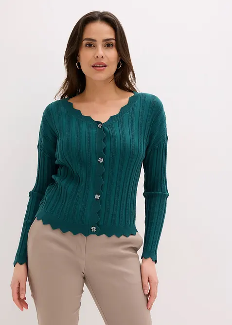 Gilet court en maille ajour&eacute;e, bonprix