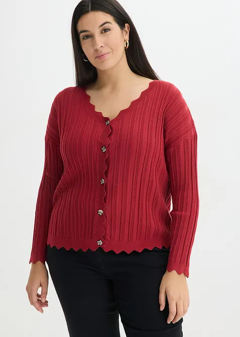 Gilet court en maille ajour&eacute;e, bonprix