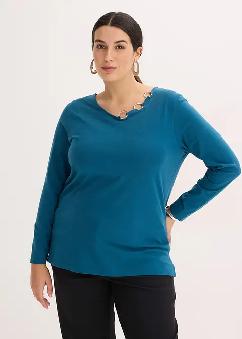 T-shirt manches longues d&eacute;tails &oelig;illets, bonprix