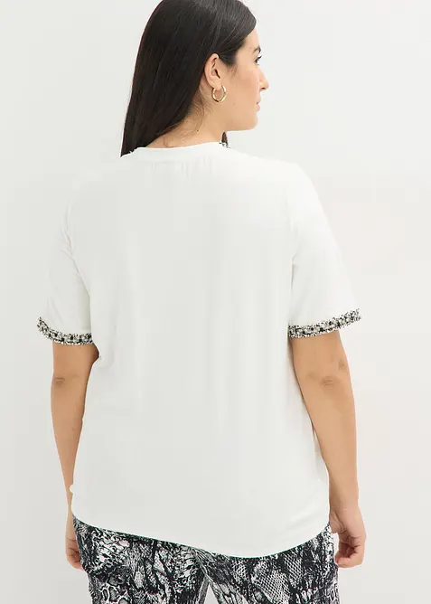 T-shirt en coton avec liser&eacute; perl&eacute;, bonprix