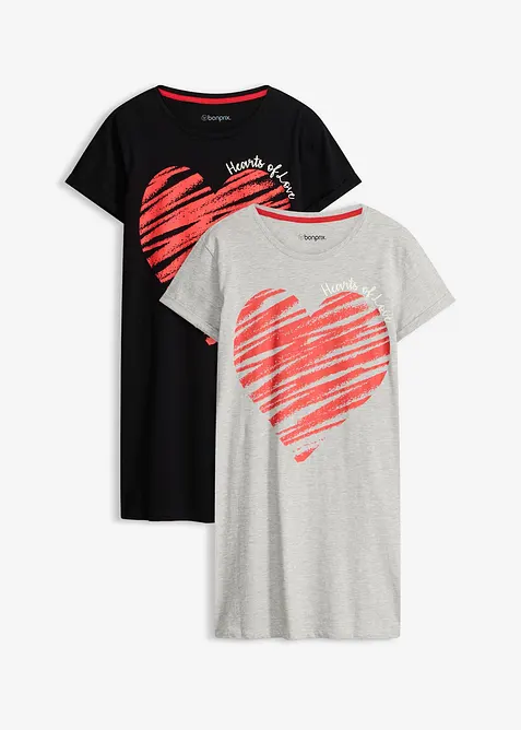 Lot de 2 chemises de nuit 100% coton, bonprix