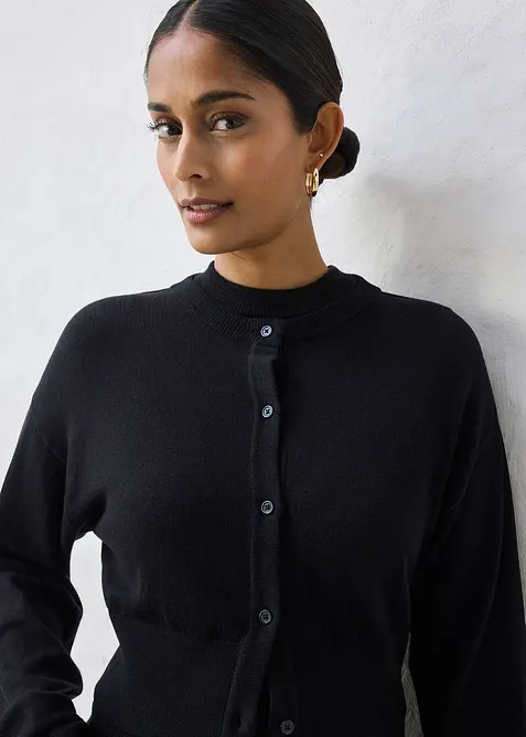 Gilet court en maille coton et soie, bonprix