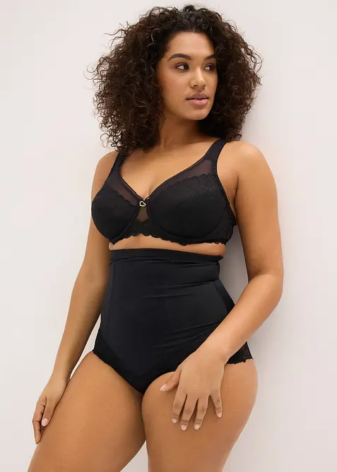 Culotte sculptante taille haute avec dentelle, maintien mod&eacute;r&eacute;, bonprix