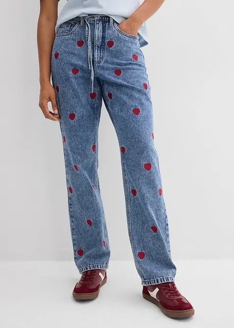 Jean droit et loose, taille haute, bonprix