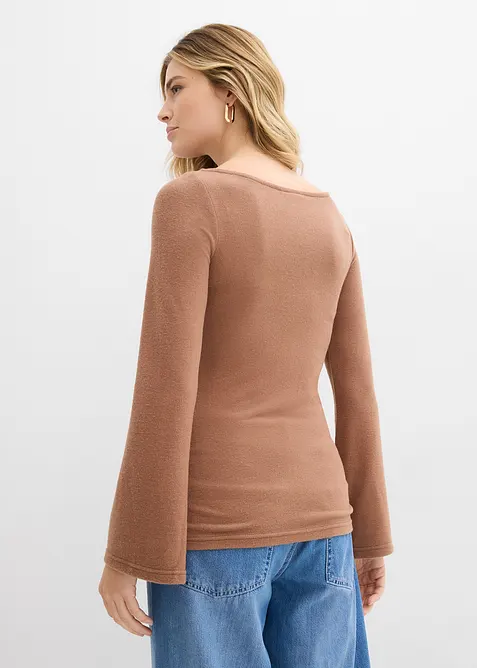 T-shirt manches longues doux en viscose m&eacute;lang&eacute;e, bonprix