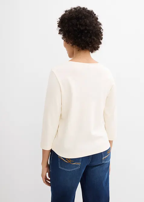 T-shirt manches 3/4 en jersey &eacute;pais 100% coton, bonprix