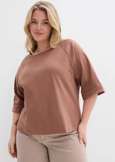 T-shirt &agrave; manches raglan en coton &eacute;pais, bonprix