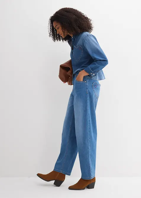 Jean barrel taille haute, bonprix