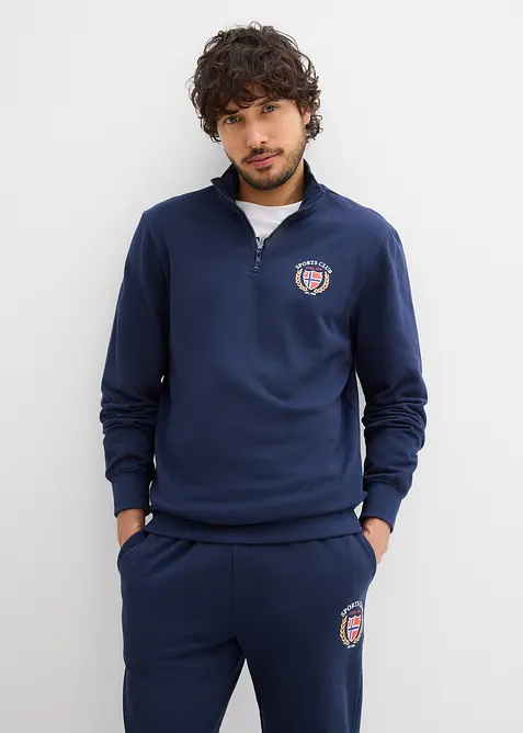 Sweat-shirt 100% coton &agrave; col zipp&eacute;, bonprix