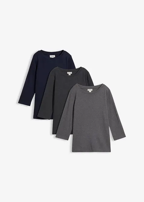 Lot de 3 T-shirts en jersey coton &eacute;pais, bonprix