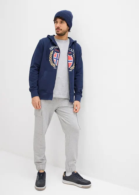 Sweat zipp&eacute; &agrave; capuche, 100% coton, bonprix