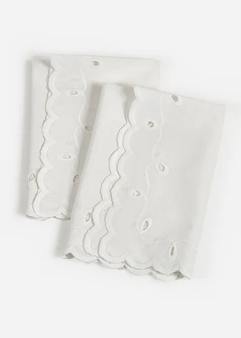 Lot de 2 serviettes en coton avec broderies, bonprix