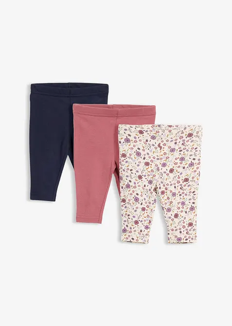 Lot de 3 leggings 100% coton, bonprix