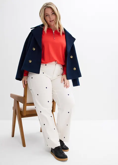 Pantalon en twill avec broderies, bonprix